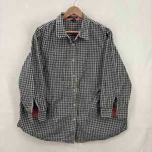 Lauren Ralph Lauren Shirt Womens 3X Black White Gingham Check Cotton Button Up